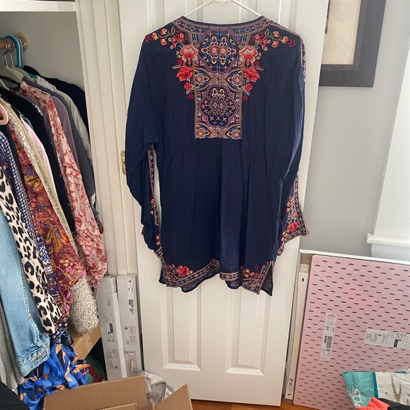 Johnny Was Navy Blouse with multicolored Embroidery - Picture 3 of 11